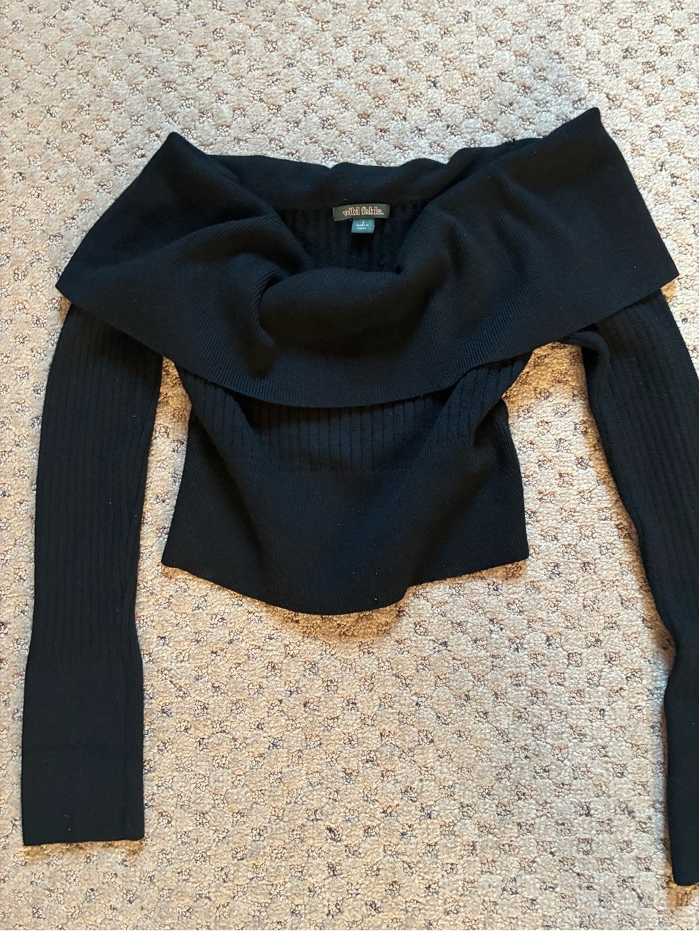 wild fable Black Off-the-Shoulder Ribbed Sweater